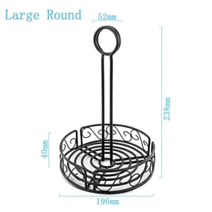 Dimensions for large round iron seasoning rack and table number holder