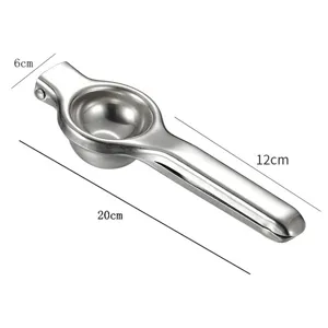 Stainless steel manual lemon squeezer hand held fruit juicer kitchen tool for citrus.