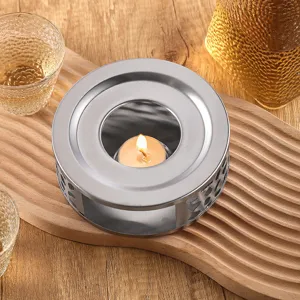 Chauffe-Thé en Acier Inoxydable Ajouré Base de Bougie Chauffante pour Théière Moderne Minimaliste Chauffage Métallique Maison Bureau