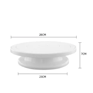 White ABS plastic rotating cake turntable for baking with clear dimension markings