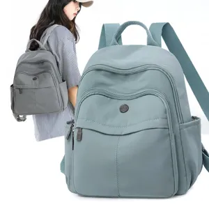 Damen Casual Oxford Stoff Rucksack Leichter Reise Daypack Minimalistischer Pendler Schulranzen Mit Mehreren Taschen