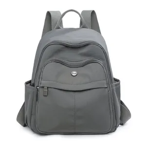 Grauer Damen Rucksack aus Oxford-Gewebe, kleiner Freizeit-Tagesrucksack für Arbeit.