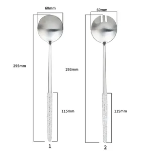 Stainless steel serving set dimensions with decorative crystal studded handles