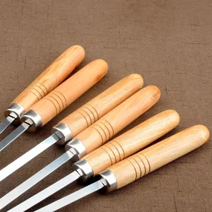6er-Set Grillspieße aus Edelstahl mit Holzgriff für Barbecue und Outdoor-Einsatz