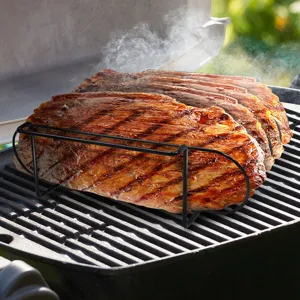 Supporto per Costine Antiaderente Griglia per Affumicatore BBQ All'aperto Supporto in Ferro per Arrostire Bistecche Costolette d'Agnello Accessori Barbecue