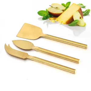 Gold stainless steel cheese knife set butter spreader kitchen dessert baking tools