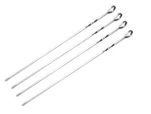 Stainless steel barbecue skewers flat metal meat sticks for outdoor camping grilling tools