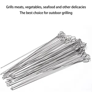 Juego de brochetas de barbacoa de acero inoxidable premium para carne y vegetales
