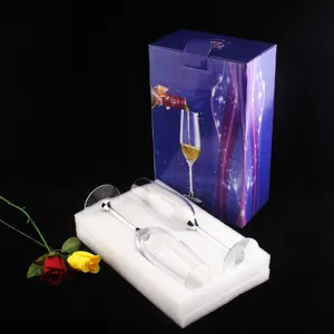 Luxury crystal champagne glass set for weddings with decorative gift box