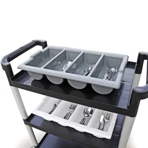 4-compartment plastic cutlery tray kitchen tableware storage box organizer for restaurant