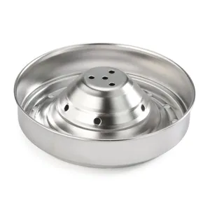 Close-up of a durable stainless steel manual juicer cone with precision drainage holes
