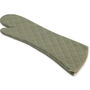 Military green 13-inch heat resistant oven mitt, quilted anti-scald kitchen baking glove.