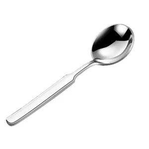 Cuillère à soupe ronde en acier inoxydable 316 avec long manche et fini poli miroir