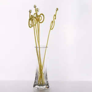 Nordic μινιμαλιστικό διαφανές κρυστάλλινο βάζο με κίτρινα διακοσμητικά σπειροειδή στελέχη