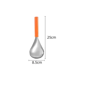 Outil de retrait de graines de citrouille en acier inoxydable avec poignée orange, 25cm.
