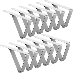 Juego de 12 clips ajustables para manteles de acero inoxidable para picnic