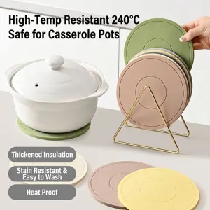Round silicone heat insulation mats for hot pots and dishes in Morandi colors