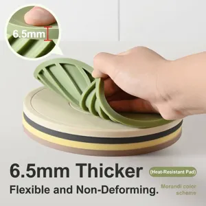 Flexible 6.5mm thickened silicone heat insulation mat for table protection in Morandi colors