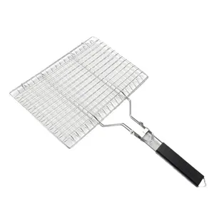 Professioneller, abnehmbarer BBQ-Grillkorb aus Edelstahl mit Klappnetz und Handgriff