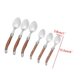 Juego de 6 cucharas de acero inoxidable con elegantes mangos de palisandro y detalle de abeja