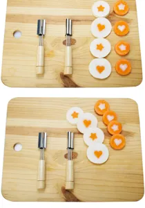 Stampo tagliaverdure e frutta in acciaio inossidabile con manico in legno per cucina e cottura