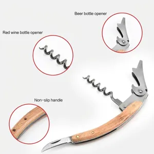Rosewood handle waiter's corkscrew multifunctional stainless steel wine and beer opener