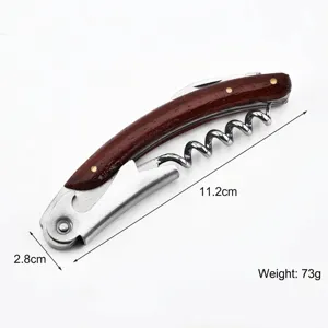 Rosewood multi-functional stainless steel wine corkscrew and professional waiter's friend