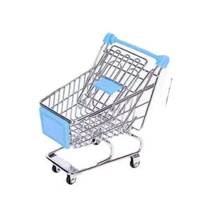 Mini carrello della spesa blu per servire patatine o come organizer da scrivania