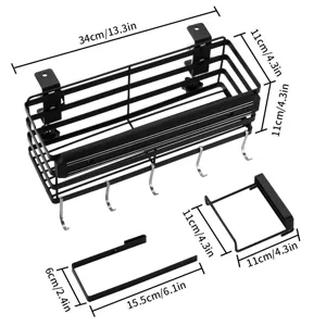 Dimensioni dettagliate del supporto laterale per barbecue in metallo nero