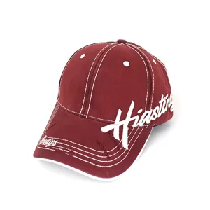 Vintage washed baseball cap with white side embroidery, distressed brim and contrast stitching.