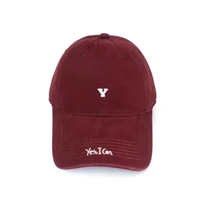 Korean style embroidered baseball cap with letter Y and Yes I Can slogan, sunshade hat.