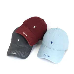 Detail view of trendy casual Korean style embroidered letter baseball cap for daily wear.