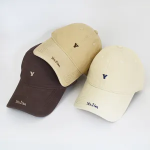 Casual embroidered baseball cap with letter Y and Yes I Can details, versatile sunshade hat.