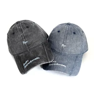 Casquette de baseball en coton lavé rétro avec broderie de lettres élégante pour hommes et femmes.