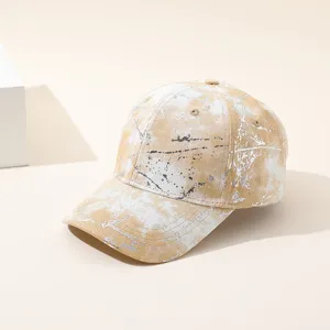 Casquette de baseball tendance tie-dye, chapeau de soleil décontracté au design éclaboussé.