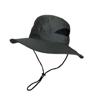 Men's Outdoor Sun Protection Bucket Hat Wide Brim Breathable Mesh Fishing Hiking Hat Adjustable Windproof Cord Polyester Sun Hat