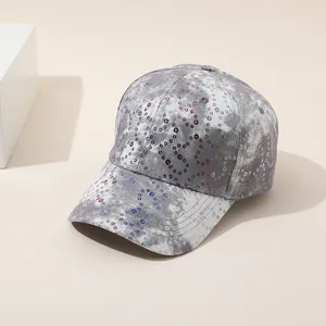 Casquette de baseball à sequins tie-dye brillants, chapeau de soleil élégant et mode.
