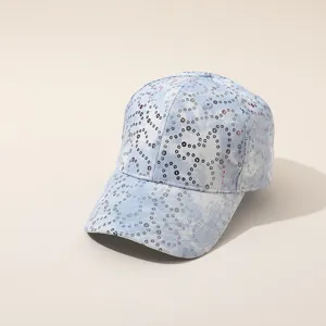 Casquette de baseball tie-dye tendance avec paillettes étincelantes pour le printemps et l'été.