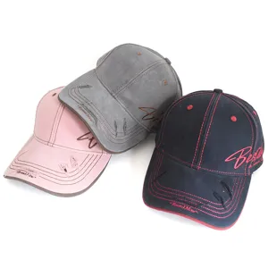 Vintage Washed Side Letter Embroidered Baseball Cap Women Spring Autumn Fashion Sun Duckbill Hat