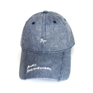 Casquette de baseball en denim lavé avec broderie, chapeau de soleil unisexe et décontracté.