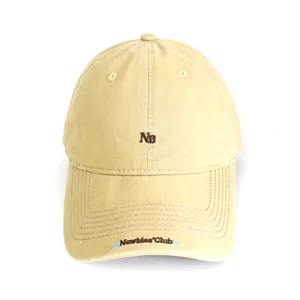 Khaki embroidered baseball hat with NB logo and Newbies Club text for casual daily street wear.