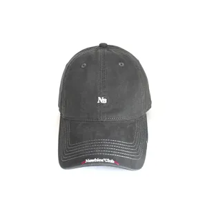 Washed cotton baseball cap for women, vintage embroidered letter casual sun hat streetwear.