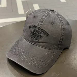 Gorra de béisbol negra lavada vintage con bordado frontal genial, sombrero casual.