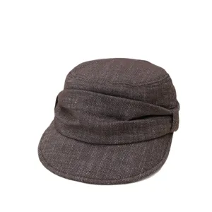 Retro plissierte lässige Flatcap aus Denim, vintage Reiterhut für Frühling Sommer Outdoor Freizeit.