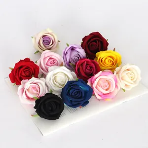 7cm têtes de roses en velours artificiel pour décoration de gâteau de voiture de mariage fleurs