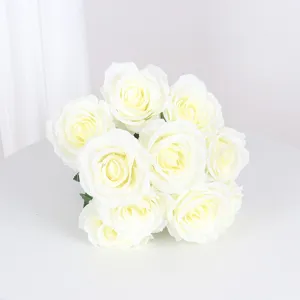 10-head French rose artificial silk flowers bouquet for wedding home romantic party decor