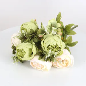 Artificial peony flower bouquet silk floral arrangement for home and wedding decor.