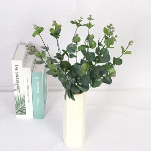 Ramo de Eucalipto Artificial Seda Hoja de Moneda Verdor Plantas Artificiales Tallos Rama Para Hogar Hotel Boda Decoración Arreglo Floral