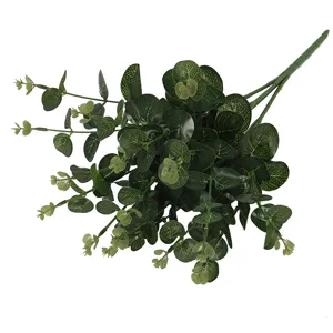 Rama de eucalipto artificial 16 horquillas ramo de hojas verdes para decoración de hogar