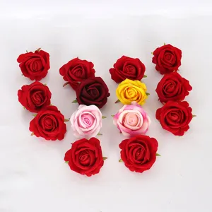 7cm têtes de fleurs de roses en velours artificiel pour mariage gâteau déco fête